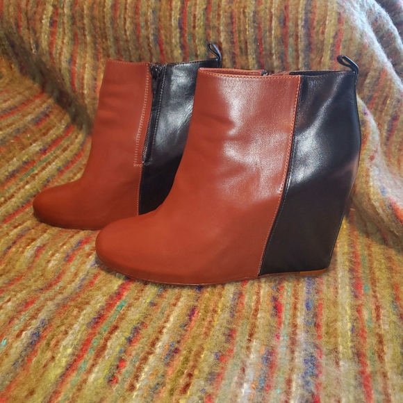CELINE Black and Brown Wedge Boots - Picture 3 of 13